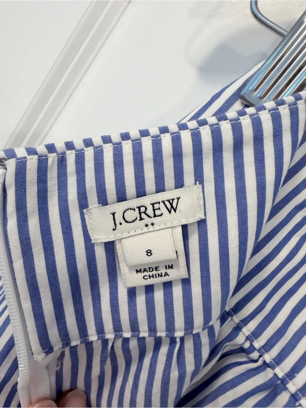 J. Crew Blue and White Striped Tie-Waist Midi Skirt